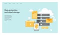 Data protection and cloud storage. Design of the main page of the site. Royalty Free Stock Photo
