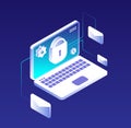 Data protection concept. Email database encryption, computer, information and storage security. Antivirus and vpn vector
