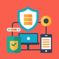 Data protection concept. illustration in flat design Royalty Free Stock Photo