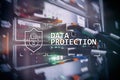 Data protection, Cyber security, information privacy. Internet and technology concept. Server room background Royalty Free Stock Photo