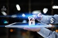 Data protection, Cyber security, information safety and encryption. internet technology and business concept.