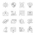 Data protection and cyber security thin line icons set. Computer network protection. Related vector line icons. Royalty Free Stock Photo