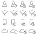 Data Protection & Data Security Icons Thin Line Vector Illustration Set Royalty Free Stock Photo