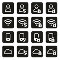 Data Protection & Data Security Icons White On Black Royalty Free Stock Photo