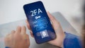 Data protection with 2FA increases security. Log in with a username and password. Privacy protects data and cybersecurity concepts
