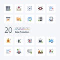 20 Data Protection Flat Color icon Pack. like security. cloud. usb. security. lock Royalty Free Stock Photo