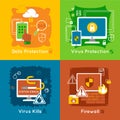 Data Protection Flat Icon Set Royalty Free Stock Photo
