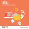 Data Protection Flat Icon Banner Concept Royalty Free Stock Photo