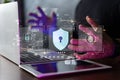 Data protection from hackers. Network security system. Personal Data information on Tablet.Information and cyber security Royalty Free Stock Photo