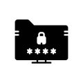 Black solid icon for Data Protection, data and padlock Royalty Free Stock Photo