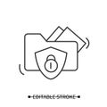 Data protection icon. linear pictogram of private document folder with shield and lock Royalty Free Stock Photo