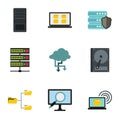 Data protection icons set, flat style Royalty Free Stock Photo