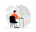 Data protection internet security. Lock personal data with fingerprint, face scan or password. A man enters a password