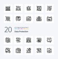 20 Data Protection Line icon Pack like cloud privacy privacy data security Royalty Free Stock Photo