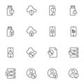 Data protection line icons set