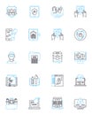 Data protection linear icons set. Privacy, Security, Encryption, Compliance, Confidentiality, Anonymity, Integrity line Royalty Free Stock Photo