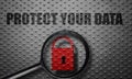 Data protection magnified Royalty Free Stock Photo