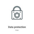 Data protection outline vector icon. Thin line black data protection icon, flat vector simple element illustration from editable Royalty Free Stock Photo