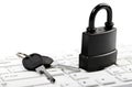Data protection padlock keyboard Royalty Free Stock Photo
