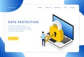 Data protection. Safety. Computer security. Landing page. Modern web pages for web sites