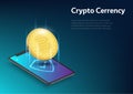 Data protection security Cryptocurrency Bitcoin blockchain technology innovation concept vector illustration.
