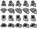 Data Protection & Data Security Icons White On Black Sticker Set Big Royalty Free Stock Photo