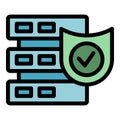 Data protection shield showing secured server and database