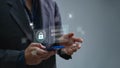 Data protection using cybersecurity and privacy concepts. The user is inputting personal password and username to protect private