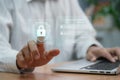 Data protection using cybersecurity and privacy concepts. The user is inputting personal password and username to protect private
