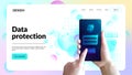 Data protection web site template. Landing page header. Royalty Free Stock Photo