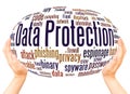 Data Protection word cloud hand sphere concept Royalty Free Stock Photo