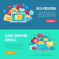 Data Provision, Cloud Computing Services Banners Royalty Free Stock Photo