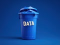 data purging concept with blue trash can Royalty Free Stock Photo