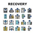 Data Recovery Computer Processing Icons Set Vector Royalty Free Stock Photo