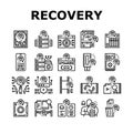 Data Recovery Computer Processing Icons Set Vector Royalty Free Stock Photo