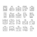 Data Recovery Computer Processing Icons Set Vector . Royalty Free Stock Photo