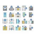 Data Recovery Computer Processing Icons Set Vector . Royalty Free Stock Photo