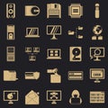 Data recovery icons set, simple style