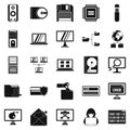Data recovery icons set, simple style