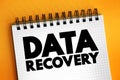 Data recovery - process of salvaging deleted, lost, corrupted, damaged or formatted data from removable media or files, text Royalty Free Stock Photo