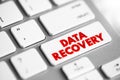 Data recovery - process of salvaging deleted, lost, corrupted, damaged or formatted data from removable media or files, text Royalty Free Stock Photo