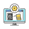 data recovery repair computer color icon vector illustration