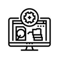 data recovery repair computer line icon vector illustration