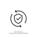 Data Recovery Shield Icon with Circular Arrows Royalty Free Stock Photo