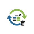 Data refresh and deletion cycle icon for information removal and management Royalty Free Stock Photo