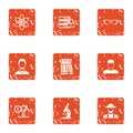 Data remittance icons set, grunge style