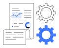 Data Report Analytics with Graphs and Gears Representing Process Optimization Royalty Free Stock Photo