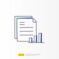 data report and presentation concept doodle Gradient fill line icon with graphic chart document. Statistics science, digital