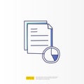 data report and presentation concept doodle gradient fill line icon with graphic chart document. Statistics science, digital