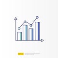 data report and presentation concept doodle gradient fill line icon with graphic chart document. Statistics science, digital